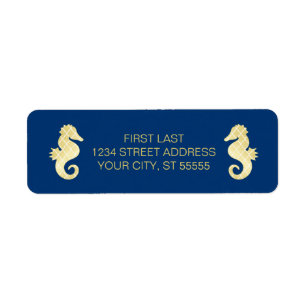 Preppy Beach Zeepaardje Marine Gouden Bruiloft Etiket