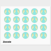 Preppy Beach Zeepaardje Turquoise Gouden Bruiloft Ronde Sticker (Vel)