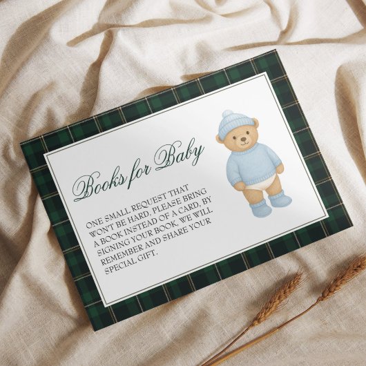 Preppy Bear Baby Shower Books for Baby Informatiekaartje