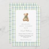 Preppy Bear Baby Shower Boy Kaart (Voorkant / Achterkant)