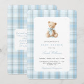 Preppy Bear Baby Shower Boy Kaart (Voorkant / Achterkant)