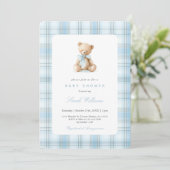 Preppy Bear Baby Shower Boy Kaart (Staand voorkant)