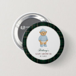 Preppy Bear Baby Shower Button
