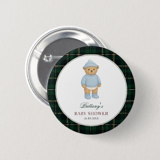 Preppy Bear Baby Shower Button (Voorkant /achterkant)
