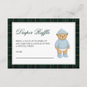 Preppy Bear Baby Shower Diaper Raffle Informatiekaartje (Voorkant)