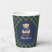 Preppy Bear Checkboard Baby Shower Papieren Bekers (Achterkant)