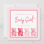 Preppy Beary Sweet Gummy Beer Valentijn Kaart (Voorkant)