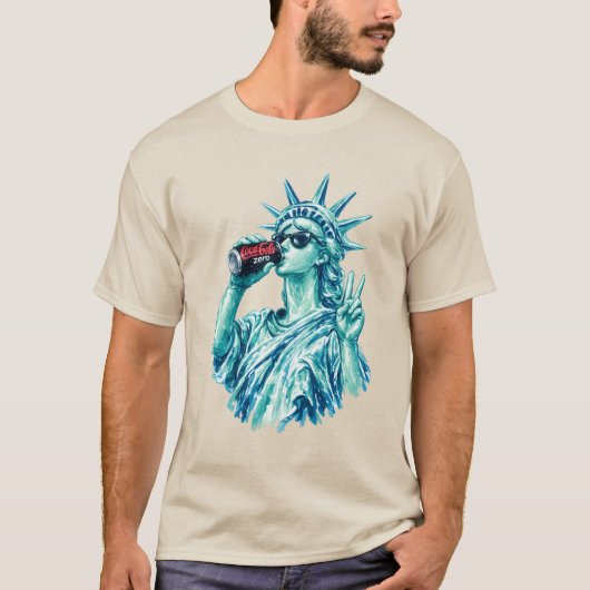 Preppy Beeld van de Vrijheid met Zero Sugar Frisdr T-shirt (Voorkant)