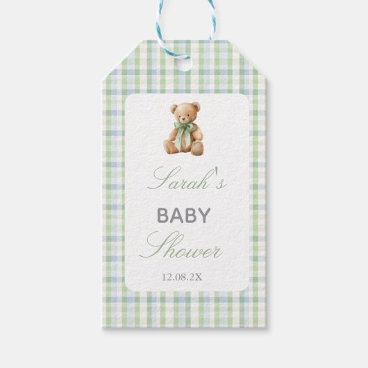 Preppy Beer Baby Shower Jongen Cadeaulabel (Voorkant)