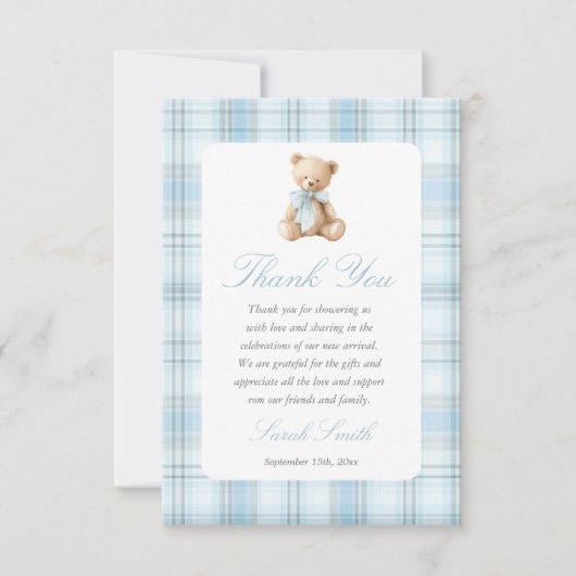 Preppy Beer Babyshower Jongen Bedankkaart (Voorkant)