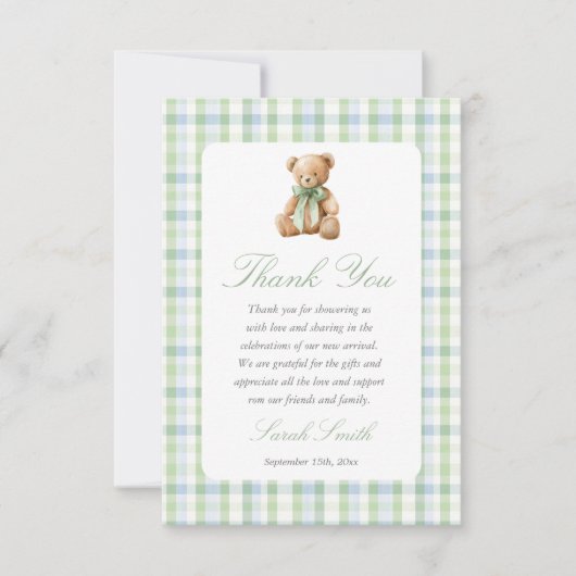 Preppy Beer Babyshower Jongen Bedankkaart (Voorkant)