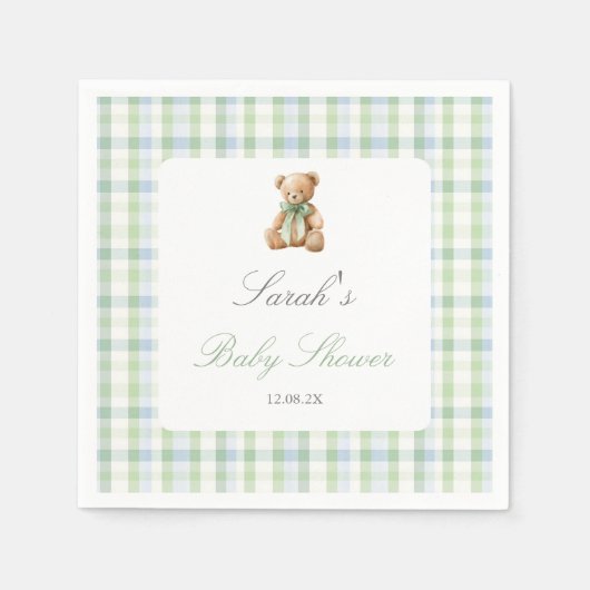 Preppy Beer Babyshower Jongen Servet (Voorkant)