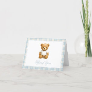Preppy Beer Blue Plaid Baby shower Bedankkaart