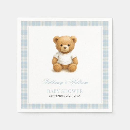 Preppy Beer Blue Plaid Baby shower Servet (Voorkant)