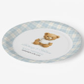 Preppy Beer Blue Plaid Modern Baby shower Papieren Bordje (Gekanteld)