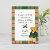 Preppy Beer Christmas Plaid Baby shower Kaart (Staand voorkant)