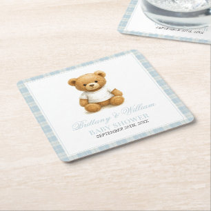 Preppy Beer Designer Blue Plaid Baby shower Kartonnen Onderzetters