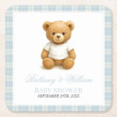 Preppy Beer Designer Blue Plaid Baby shower Kartonnen Onderzetters (Voorkant)
