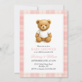 Preppy Beer Elegant Roze Plaid Baby shower Kaart (Voorkant)