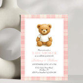 Preppy Beer Elegant Roze Plaid Baby shower Kaart