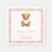 Preppy Beer Elegant Roze Plaid Baby shower Servet (Voorkant)