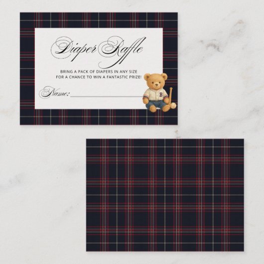 Preppy Beer Honkbal Baby shower Luier Raffle Informatiekaartje (Voorkant / Achterkant)