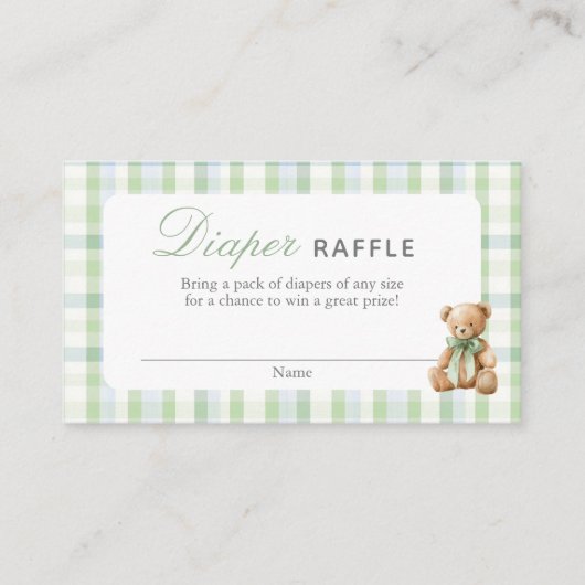 Preppy Beer Jongen Luier Raffle Kaart (Voorkant)