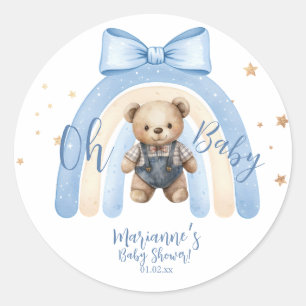 Preppy Beer Overall Jongen Casual Baby Shower   Ronde Sticker