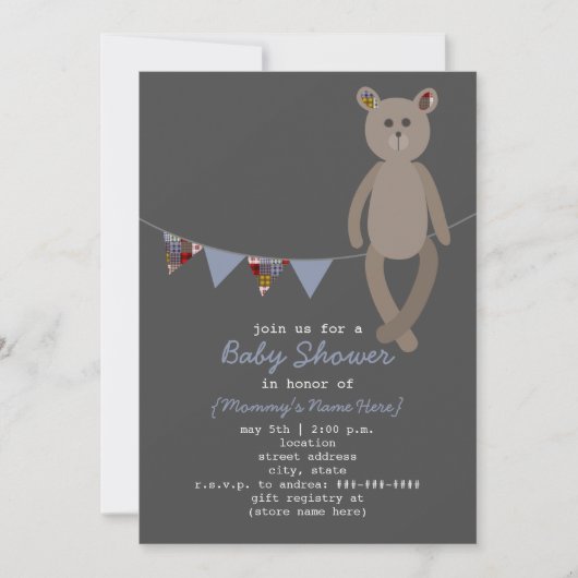 Preppy Beer & Pset Bunting Baby shower Invitation Kaart (Voorkant)