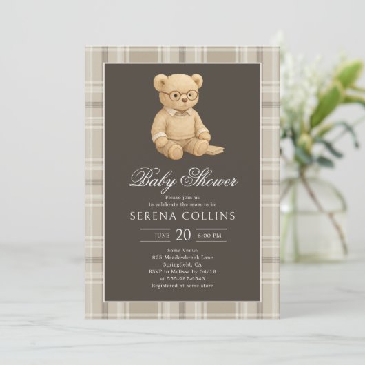 Preppy Beer Soft Neutral Baby shower Invitation Kaart (Staand voorkant)