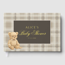 Preppy Beer Zacht Neutraal Baby shower Gastenboek