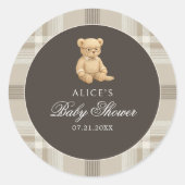 Preppy Beer Zacht Neutraal Baby shower Ronde Sticker (Voorkant)