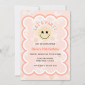 Preppy Beige Daisy Y2K Happy Face Party Verjaardag Kaart (Voorkant)