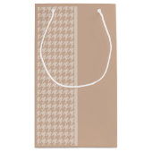 Preppy Beige en Tan Houndstooth Monogram en naam Klein Cadeauzakje (Achterkant)