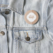 Preppy Beige en Tan Houndstooth Monogram en naam Ronde Button 5,7 Cm (In situ)