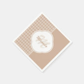 Preppy Beige en Tan Houndstooth Monogram en naam Servetten (Hoek)