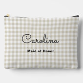 Preppy Beige Geruit Bruidsmeisje Reizen Etui (Voorkant)