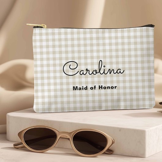 Preppy Beige Geruit Bruidsmeisje Reizen Etui