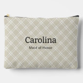 Preppy Beige Plaid Bruidsmeisje Reizen Etui (Voorkant)