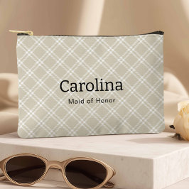 Preppy Beige Plaid Bruidsmeisje Reizen Etui