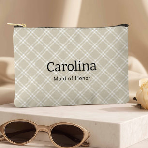 Preppy Beige Plaid Bruidsmeisje Reizen Etui