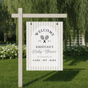 Preppy Beige Tennis Baby shower Welkom Poster