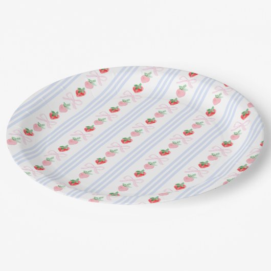 Preppy Berry Eerste Verjaardag Waterverf Strawberr Papieren Bordje (Gekanteld)