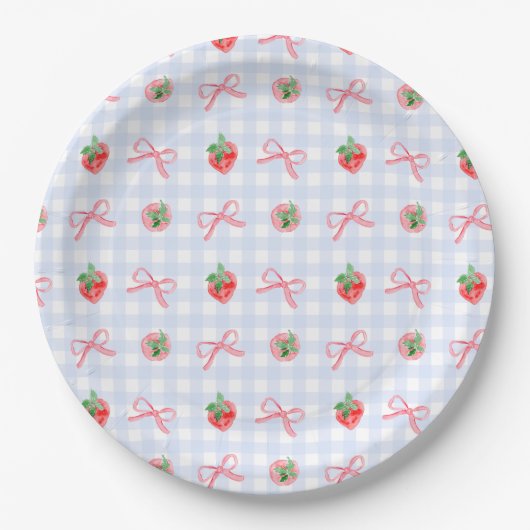 Preppy Berry Eerste Verjaardag Waterverf Strawberr Papieren Bordje (Voorkant)