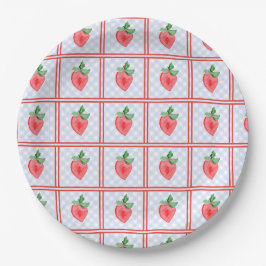 Preppy Berry Eerste Verjaardag Waterverf Strawberr Papieren Bordje