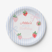 Preppy Berry Eerste Verjaardag Waterverf Strawberr Papieren Bordje (Voorkant)