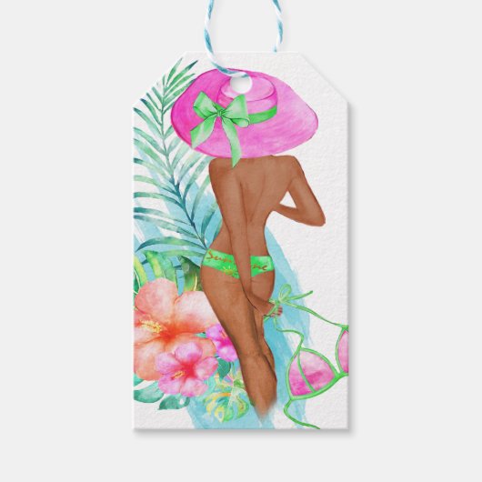 Preppy Bikini Bruid Bachelorette Party Dank u Cadeaulabel (Voorkant)