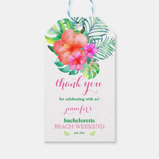 Preppy Bikini Bruid Bachelorette Party Dank u Cadeaulabel (Achterkant)