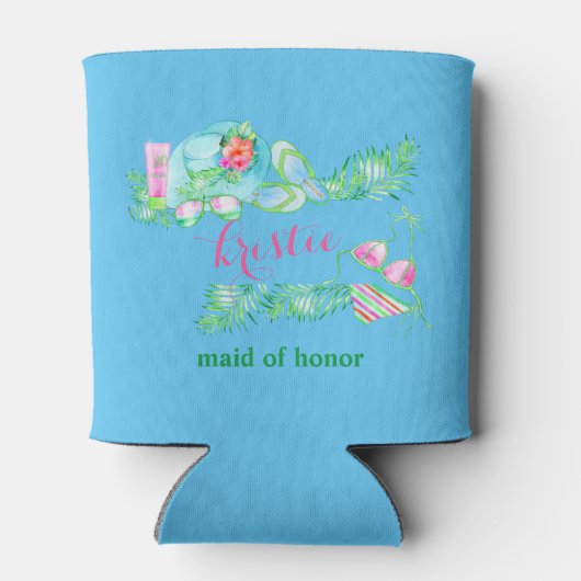 Preppy Bikini Bruid Bachelorette Party Weekend Blikjeskoeler (Achterkant)