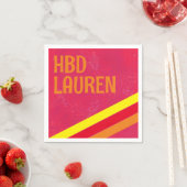 Preppy Birthday Hot Pink Stripe Servet (Insitu)